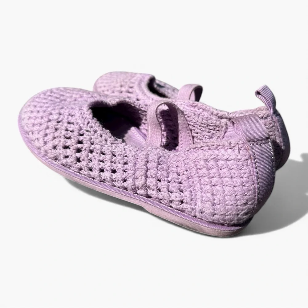 Zara Kids Crochet Ballet Flats Purple Size 24 Mary Jane Soft Minimalist Preppy